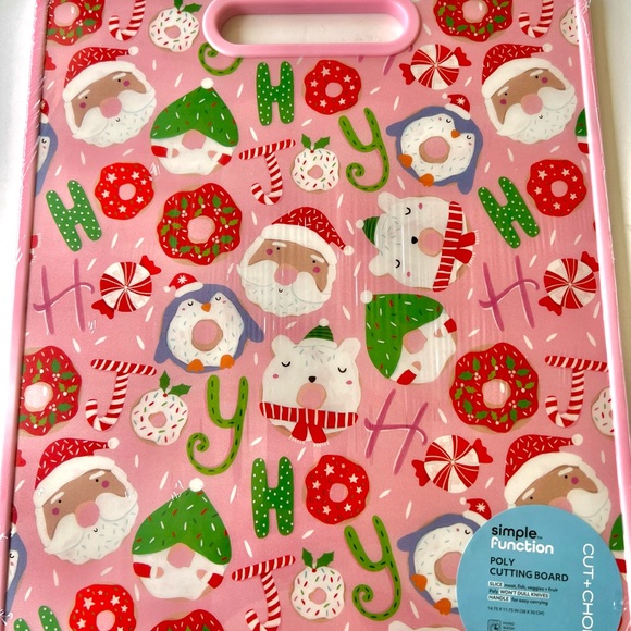 Large Christmas Doughnuts Candy Poly Cutting Board Joy Santa Kitchen Donuts - Picture 3 of 11